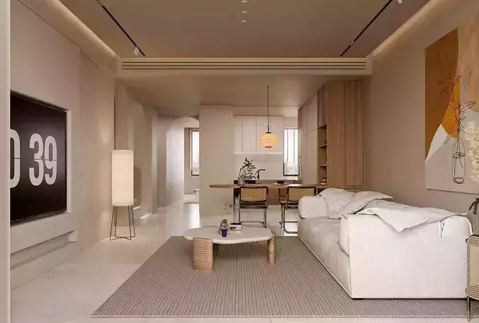 Modern living room dining room interior scenes 432 3D model