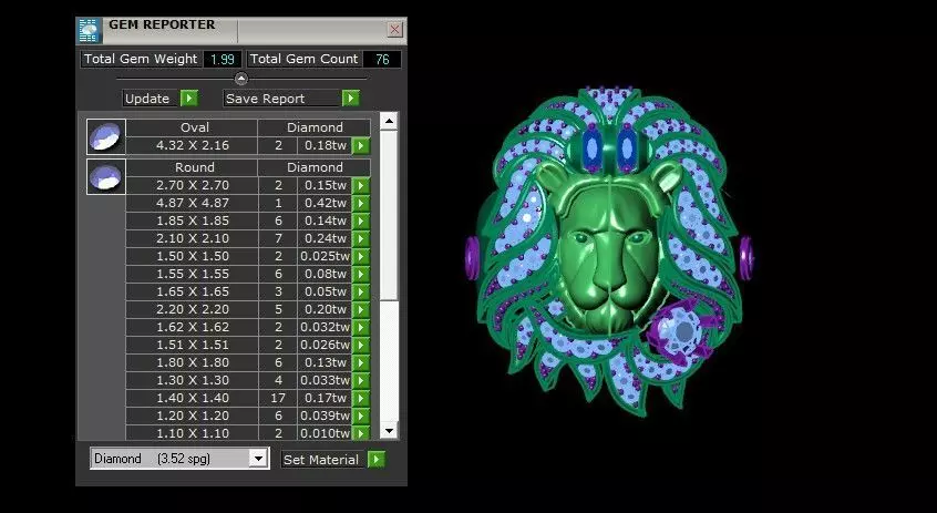 Diamond lion ring 3D print model_3
