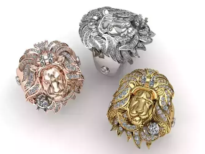 Diamond lion ring 3D print model Diamond lion ring 3D print model