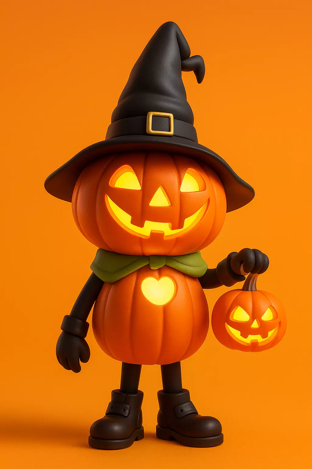Pumpkin Halloween with Witch Hat 3D print model_1