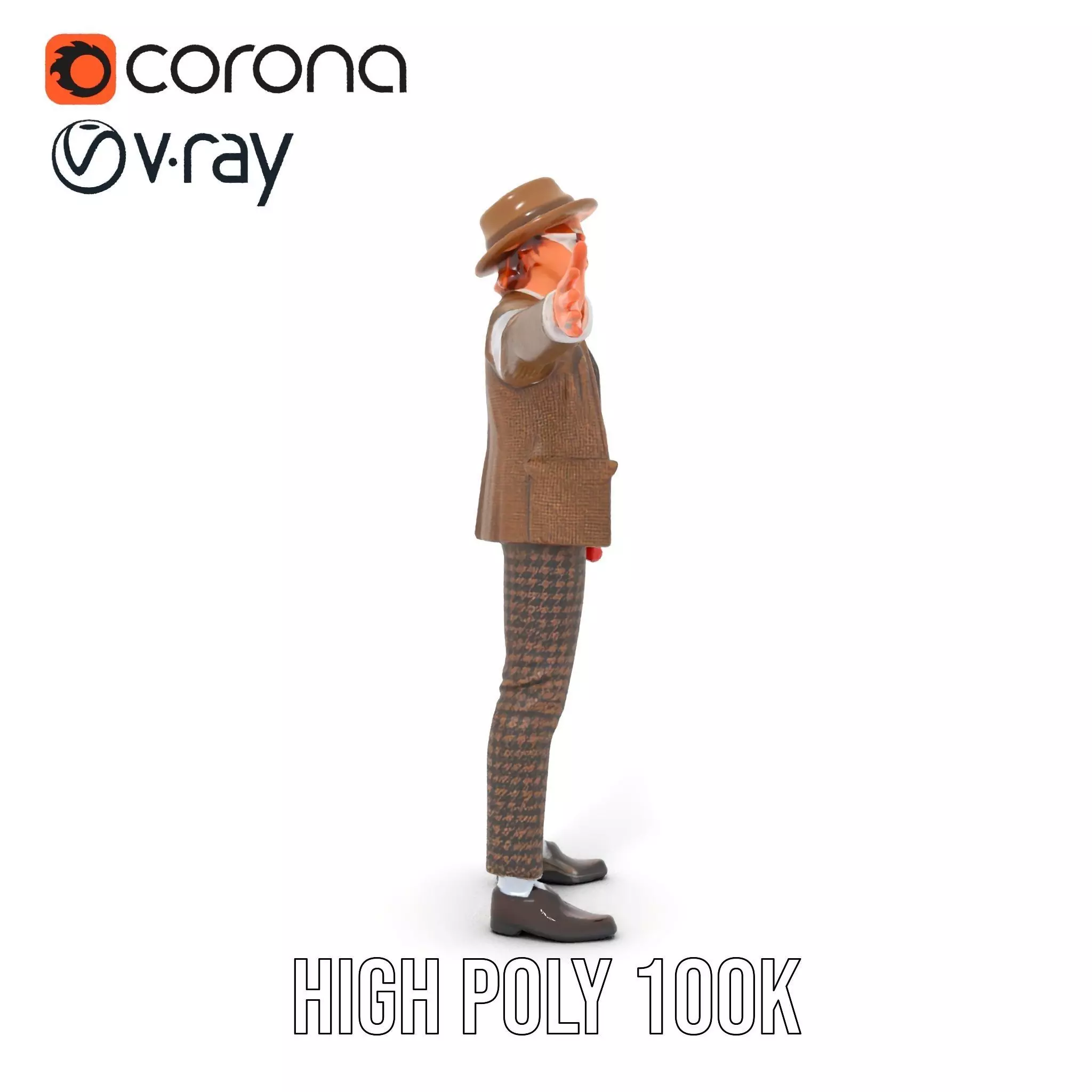 Plaid Suit Child model pack Low-poly 3D model_33