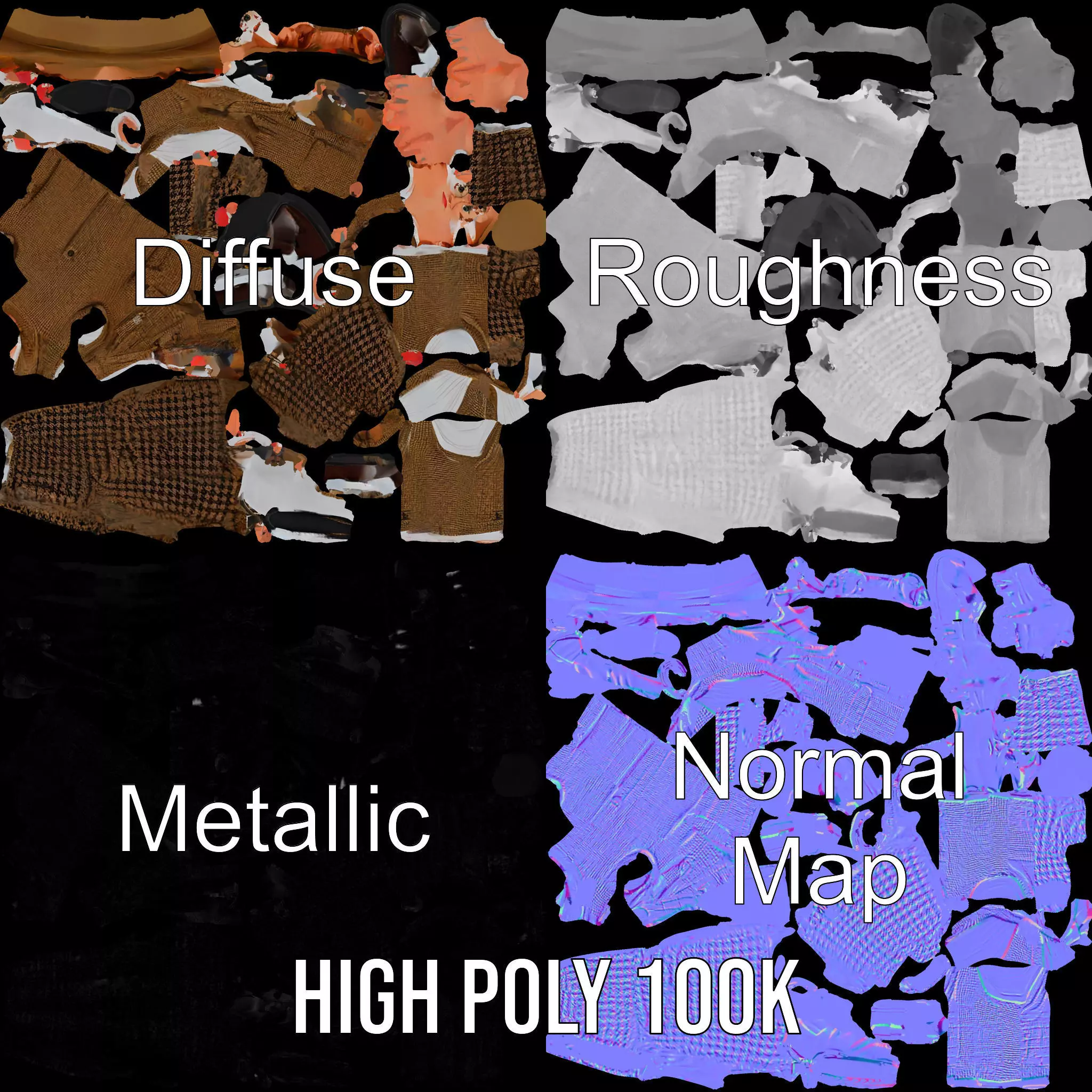 Plaid Suit Child model pack Low-poly 3D model_4