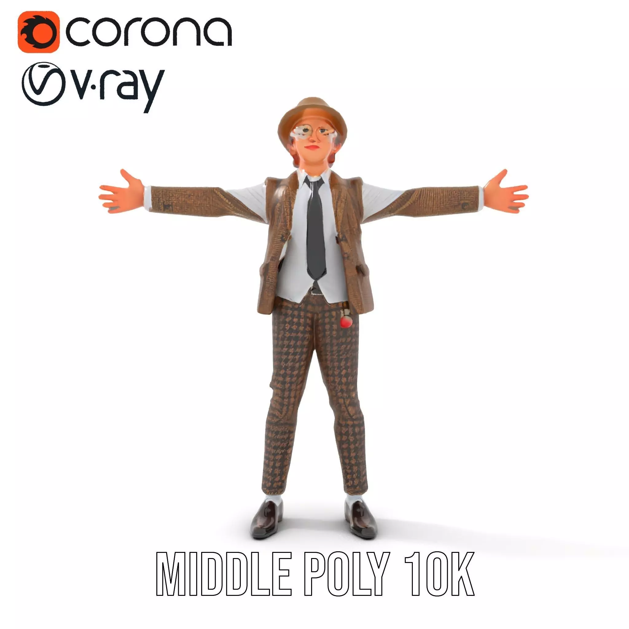 Plaid Suit Child model pack Low-poly 3D model_7