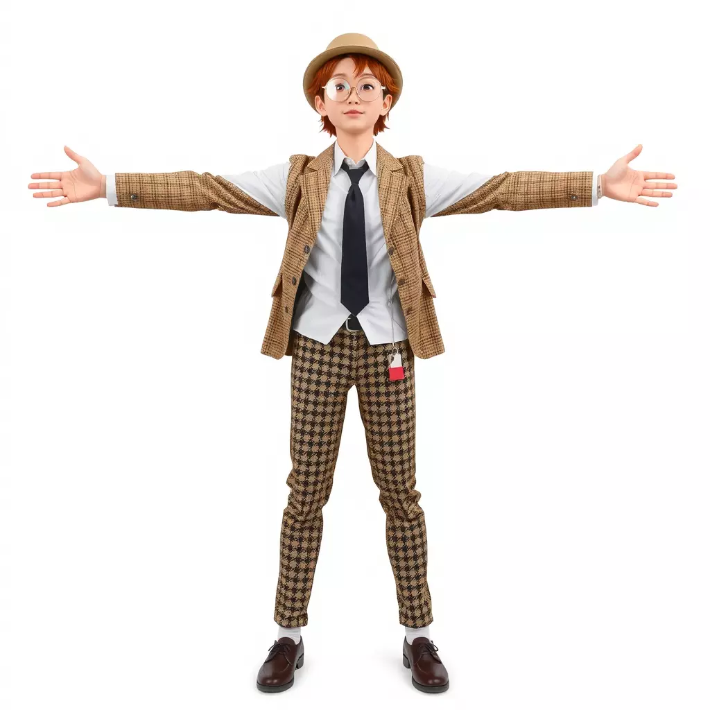 Plaid Suit Child model pack Low-poly 3D model_3
