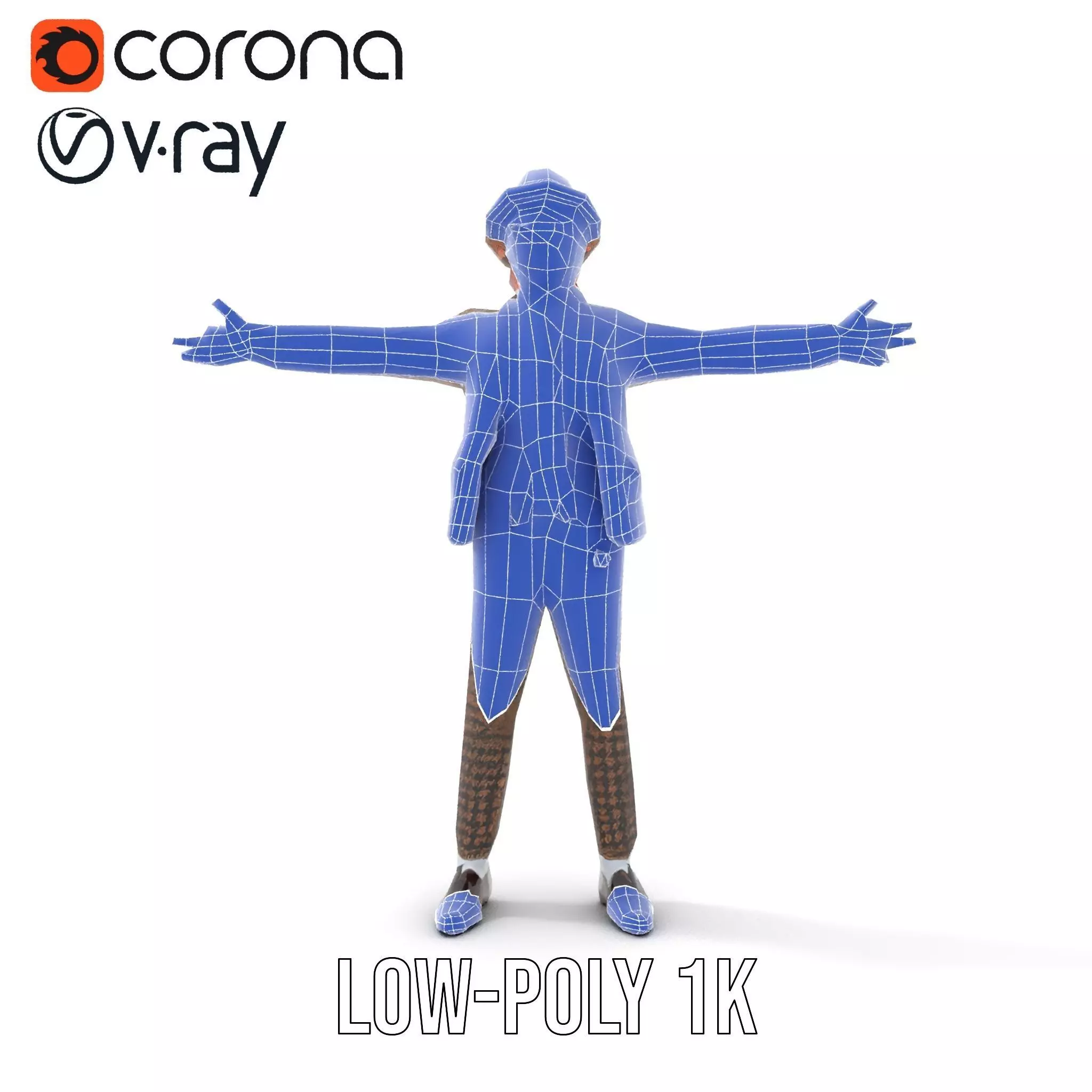 Plaid Suit Child model pack Low-poly 3D model_10