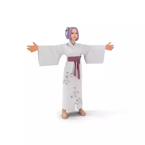 Elegant Kimono Character model pack Low-poly 3D model