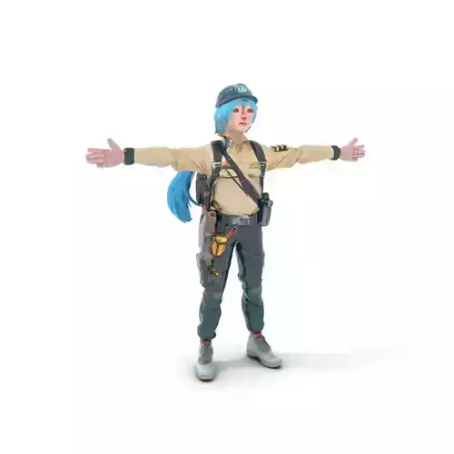 Aqua Haired Adventurer model pack Low-poly 3D model