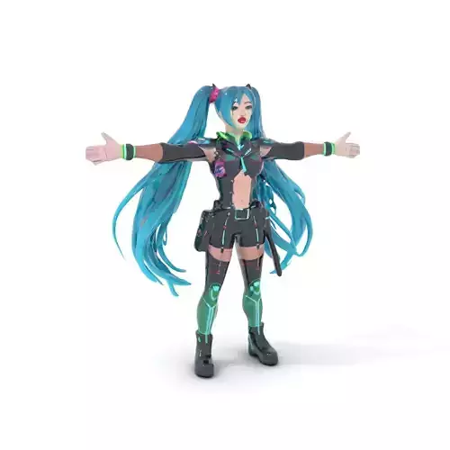 Neon Cyberpunk Diva model pack Low-poly 3D model