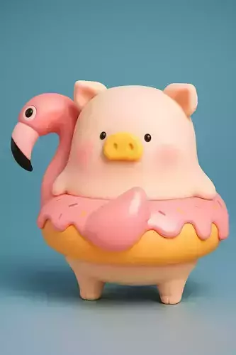 LuLu The Piggy in a Flamingo Donut Float