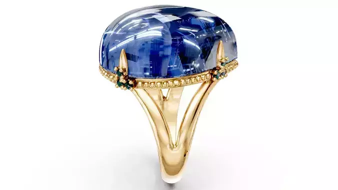 Pear Cabochon Diamond Ring