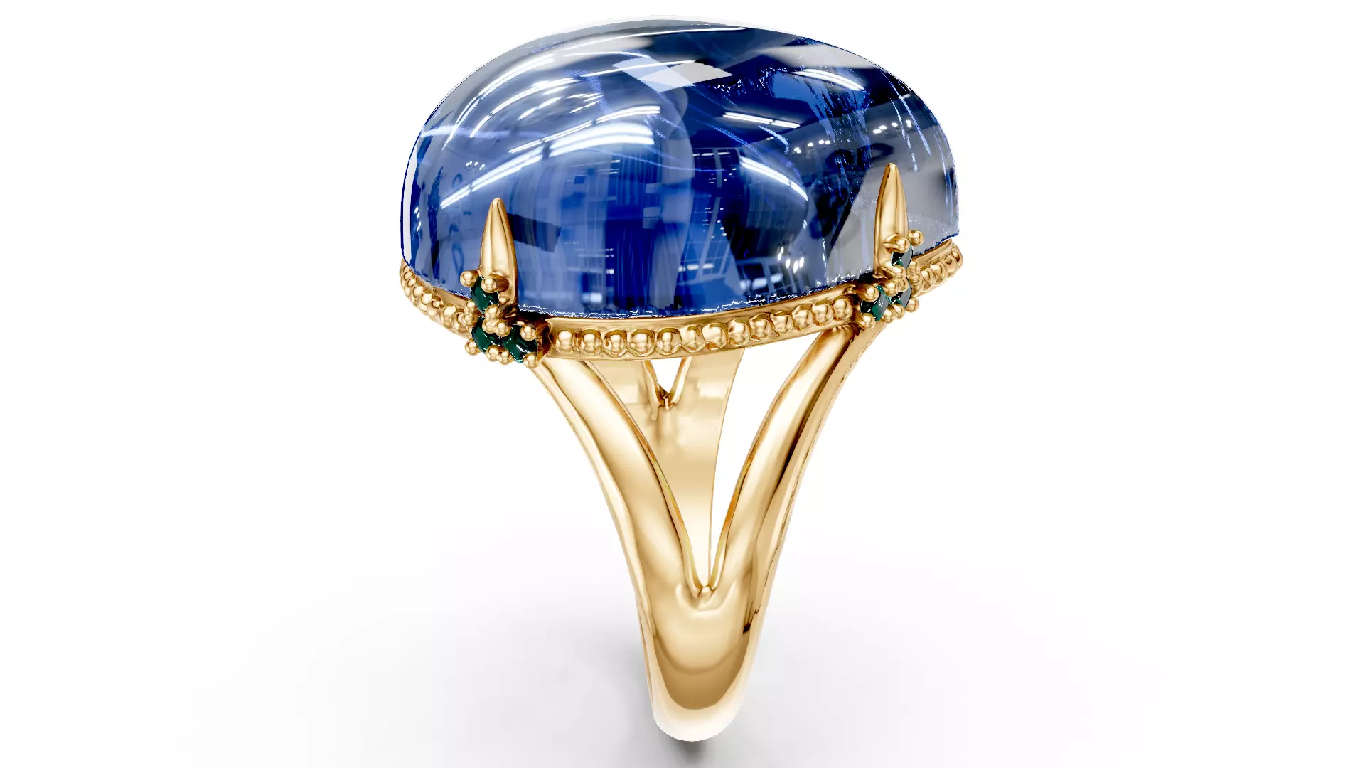 Pear Cabochon Diamond Ring 3D print model