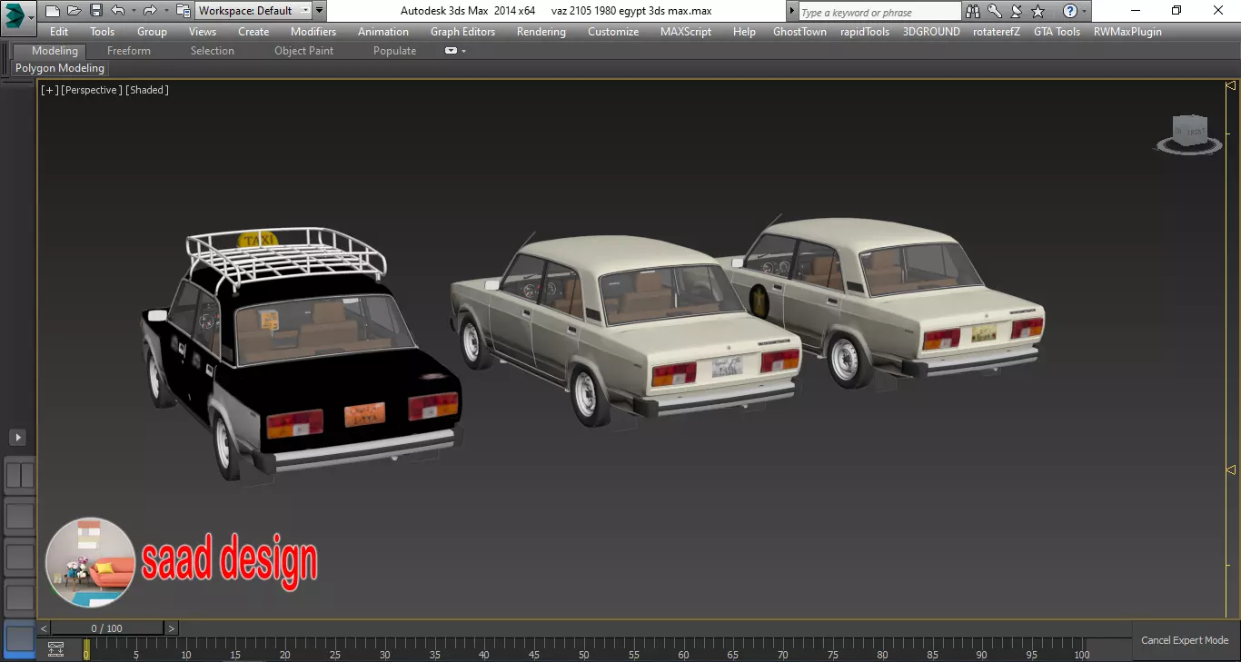 Vaz 2105 Egypt and Taxi and Army  3D model_33