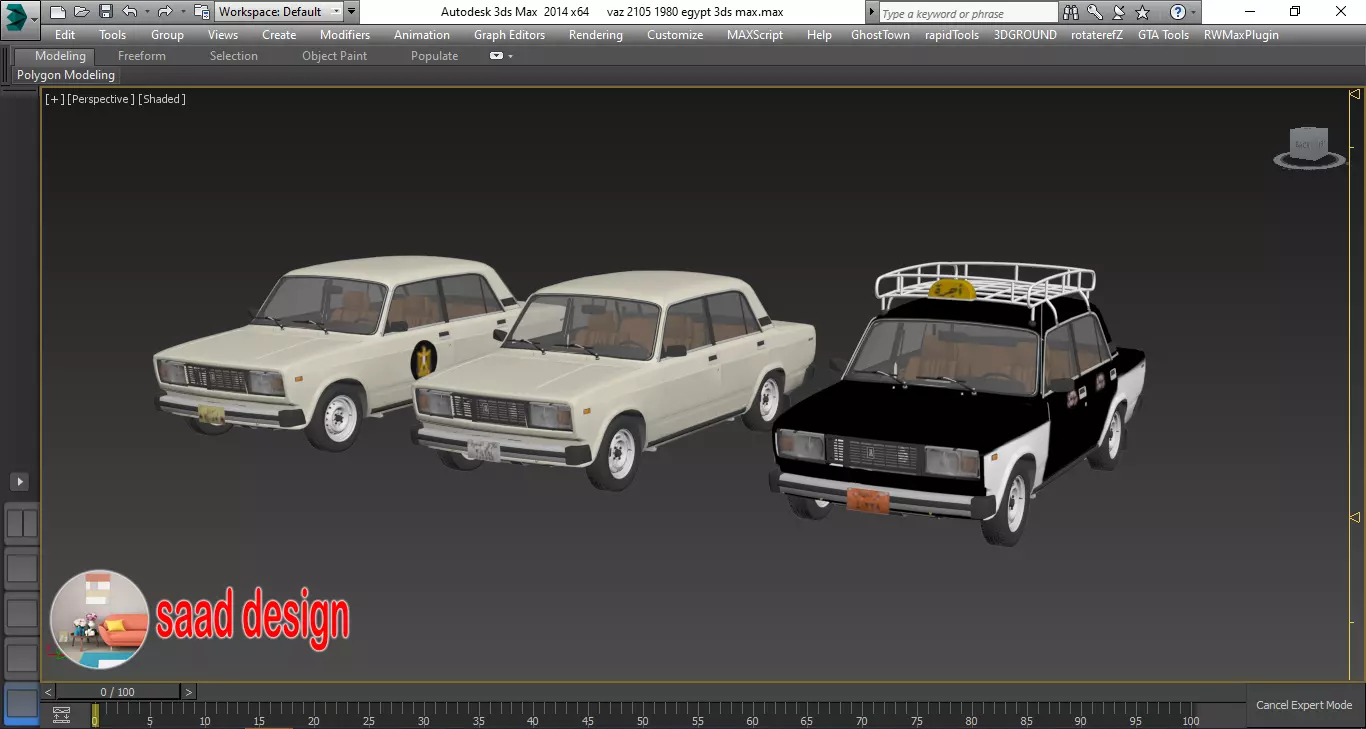 Vaz 2105 Egypt and Taxi and Army  3D model_32