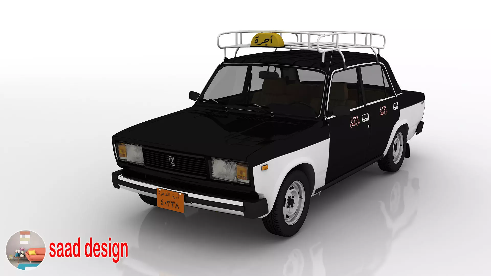 Vaz 2105 Egypt and Taxi and Army  3D model_11
