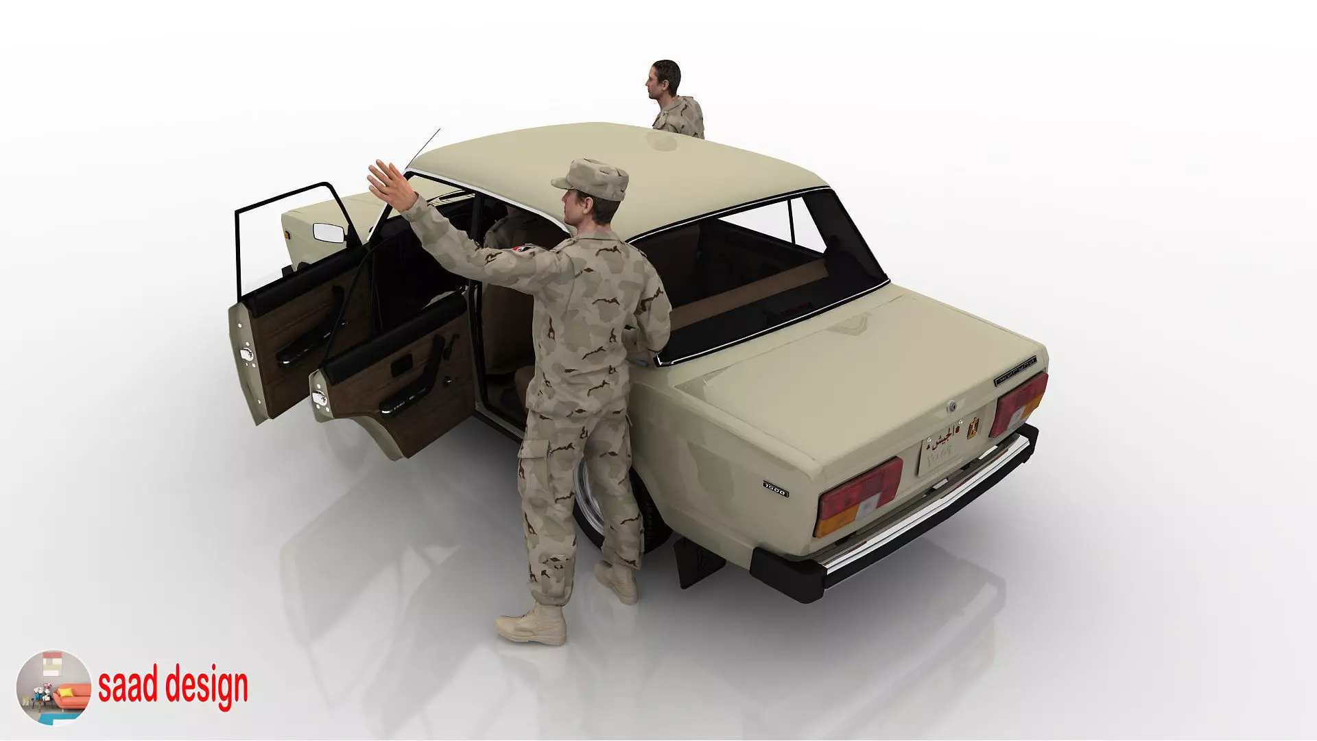 Vaz 2105 Egypt and Taxi and Army  3D model_10