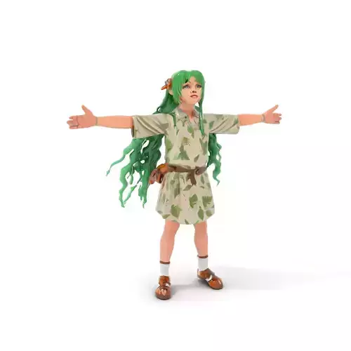 Green Haired Girl model pack Low-poly 3D model