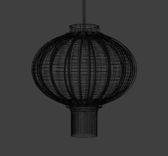 3D Chinese Lantern Model  Traditional Decorative Hanging Lamp Low-poly 3D model_1