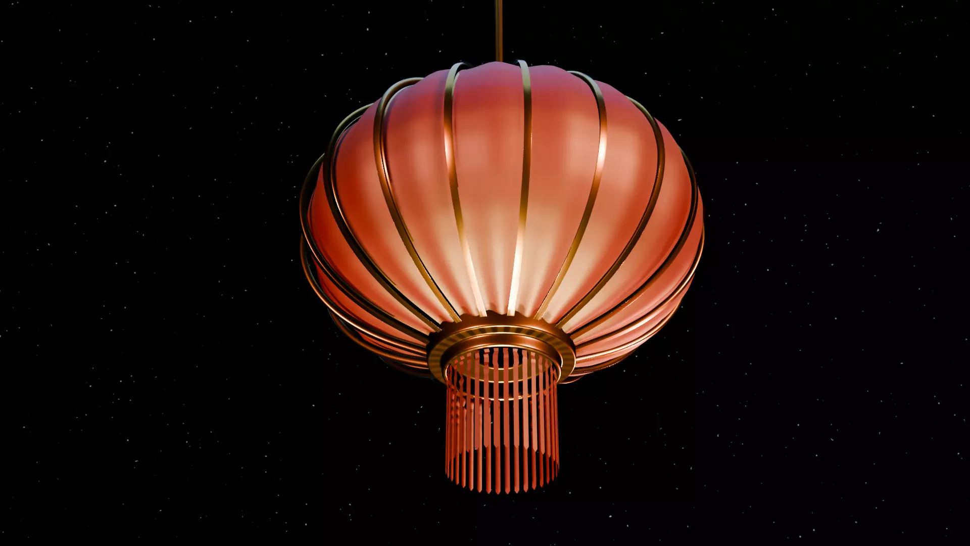 3D Chinese Lantern Model  Traditional Decorative Hanging Lamp Low-poly 3D model_2