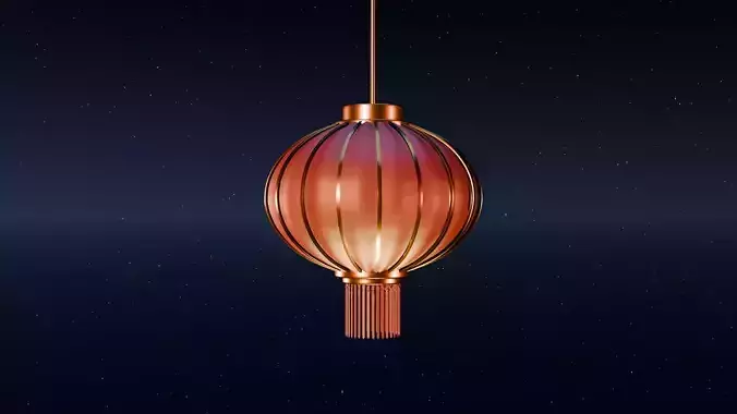 3D Chinese Lantern Model  Traditional Decorative Hanging Lamp Low-poly 3D model