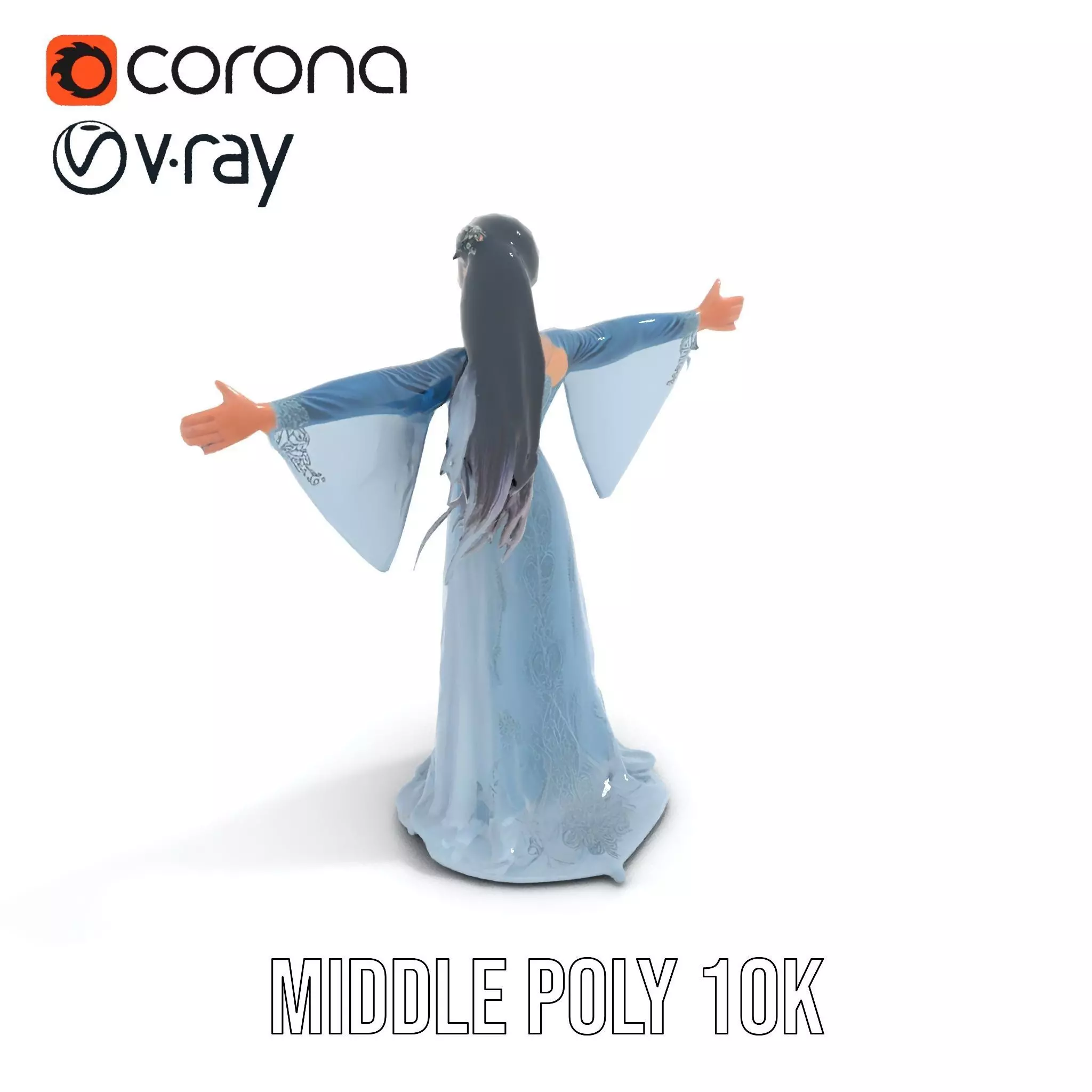 Elegant Blue Dress model pack Low-poly 3D model_25