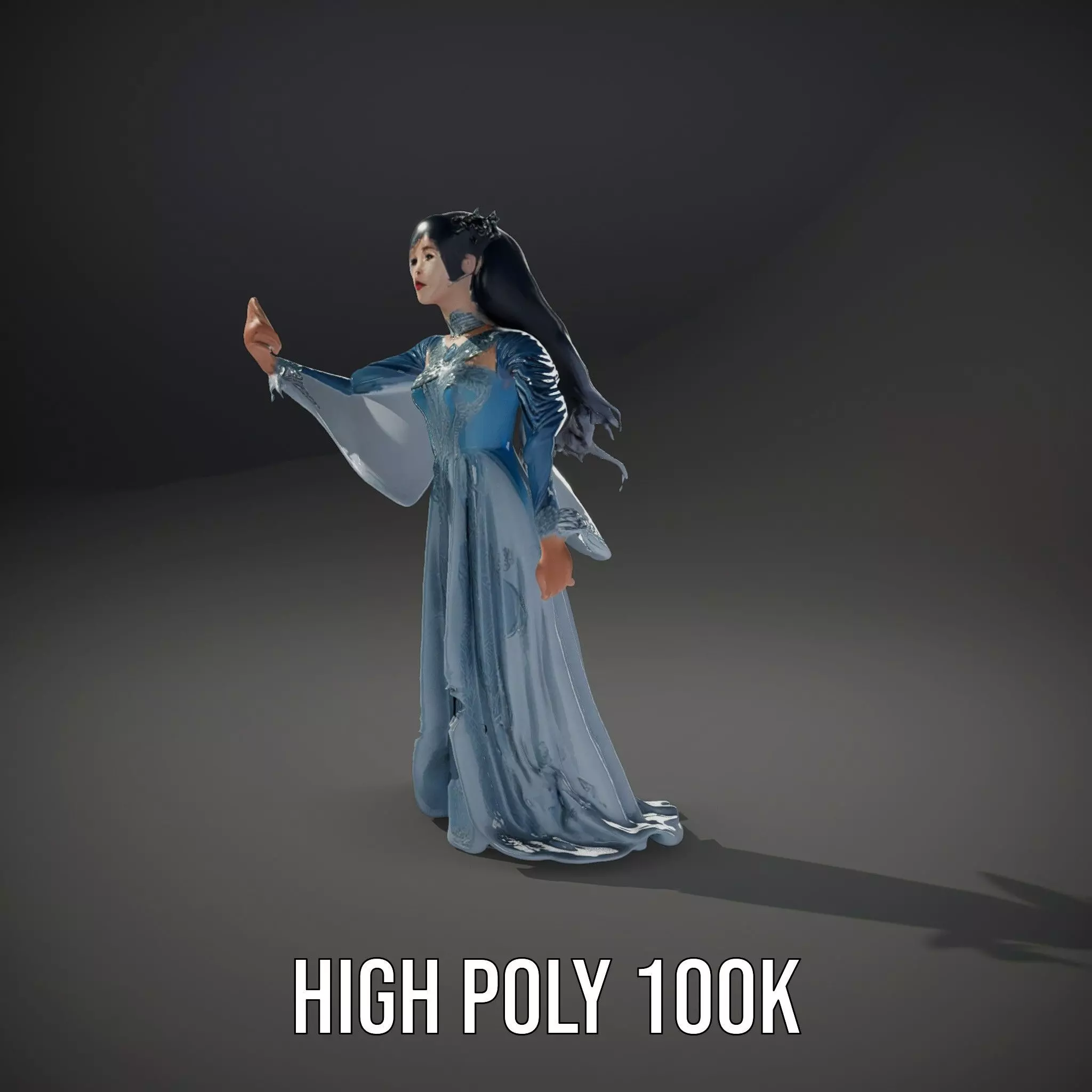 Elegant Blue Dress model pack Low-poly 3D model_11