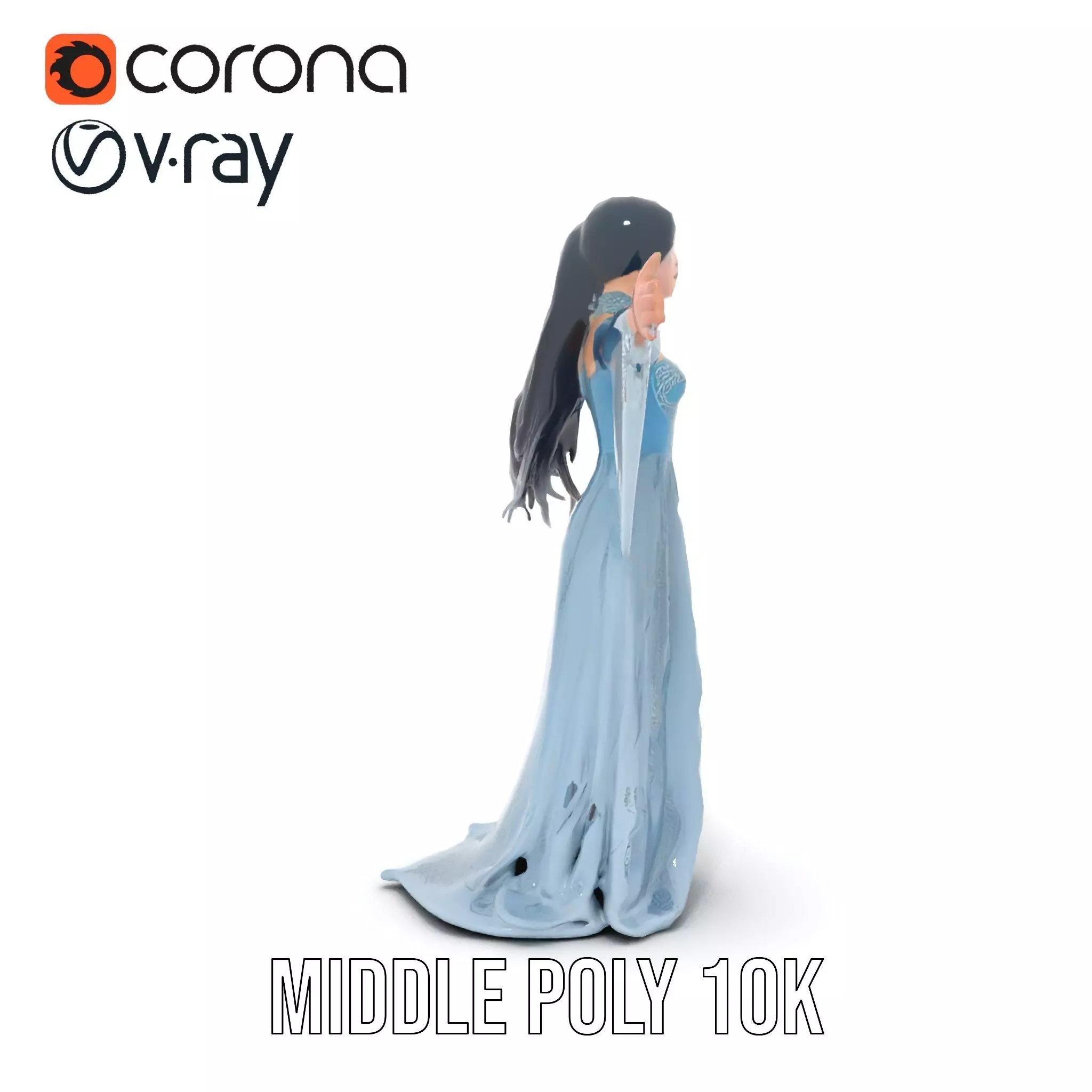 Elegant Blue Dress model pack Low-poly 3D model_19