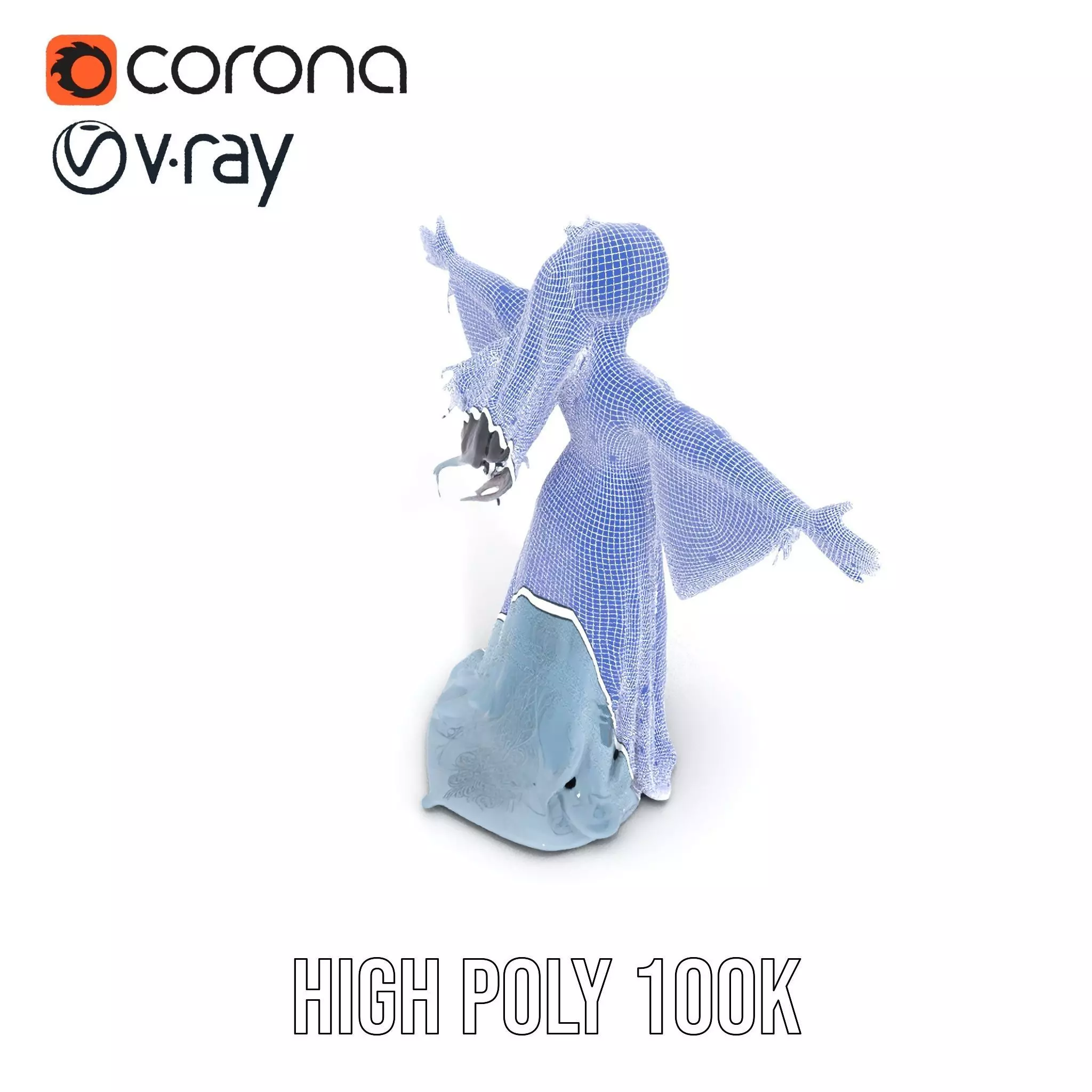 Elegant Blue Dress model pack Low-poly 3D model_35