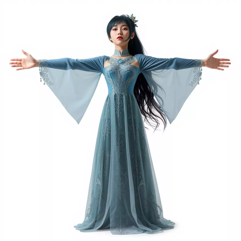 Elegant Blue Dress model pack Low-poly 3D model_3