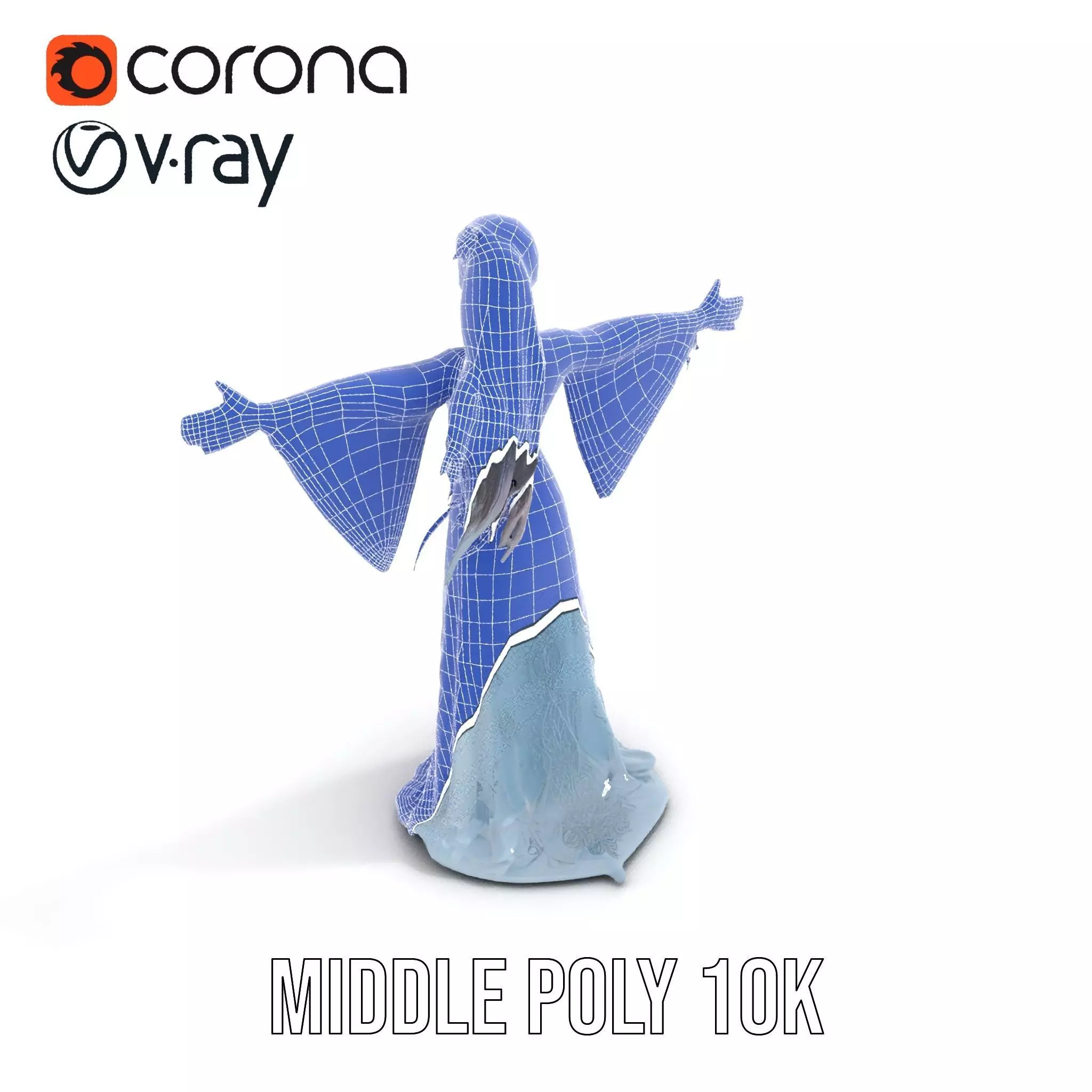 Elegant Blue Dress model pack Low-poly 3D model_6