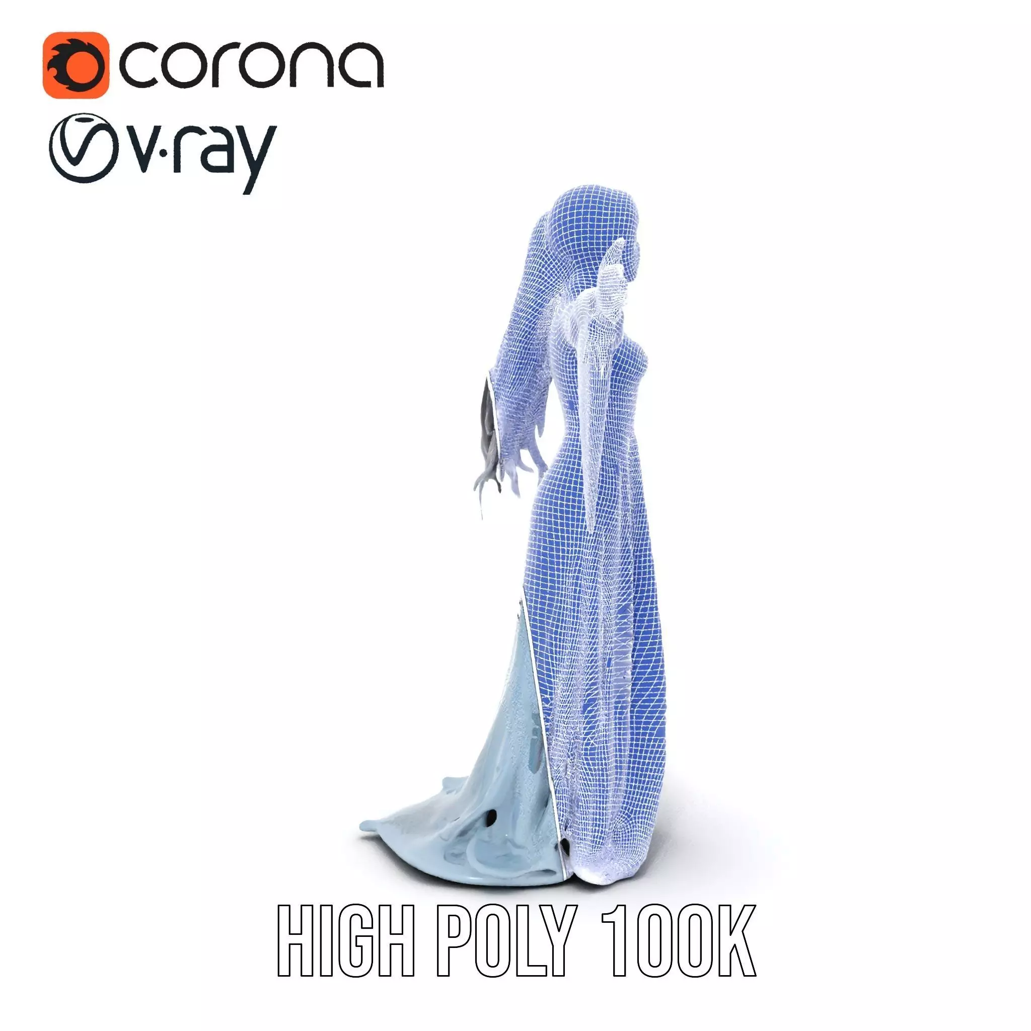 Elegant Blue Dress model pack Low-poly 3D model_33