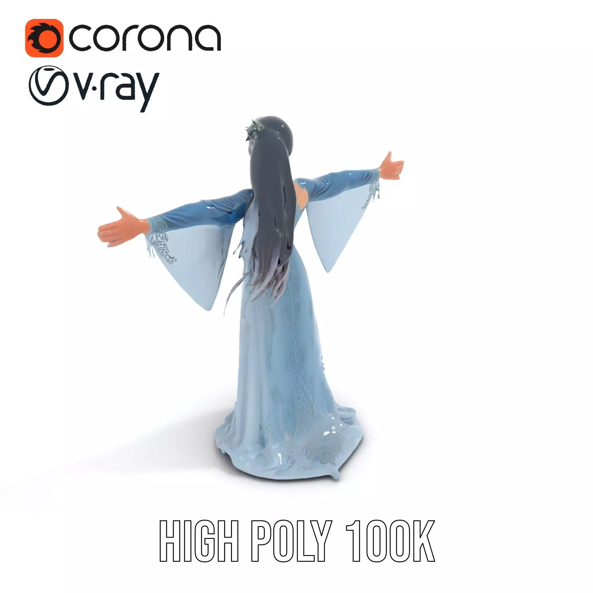 Elegant Blue Dress model pack Low-poly 3D model_32