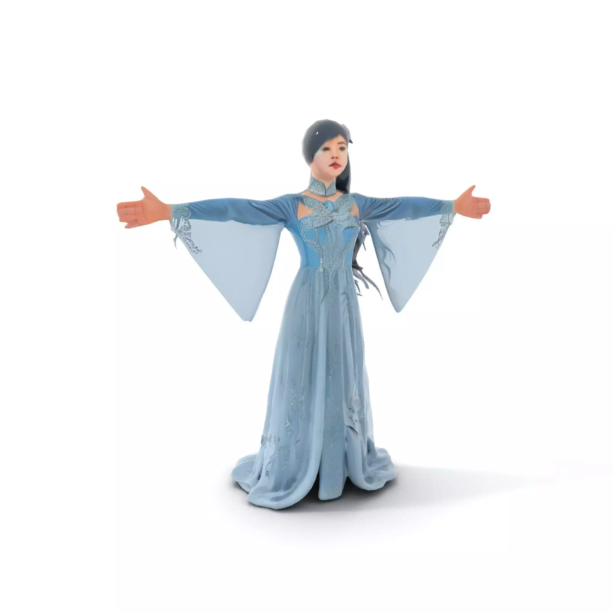 Elegant Blue Dress model pack Low-poly 3D model_12