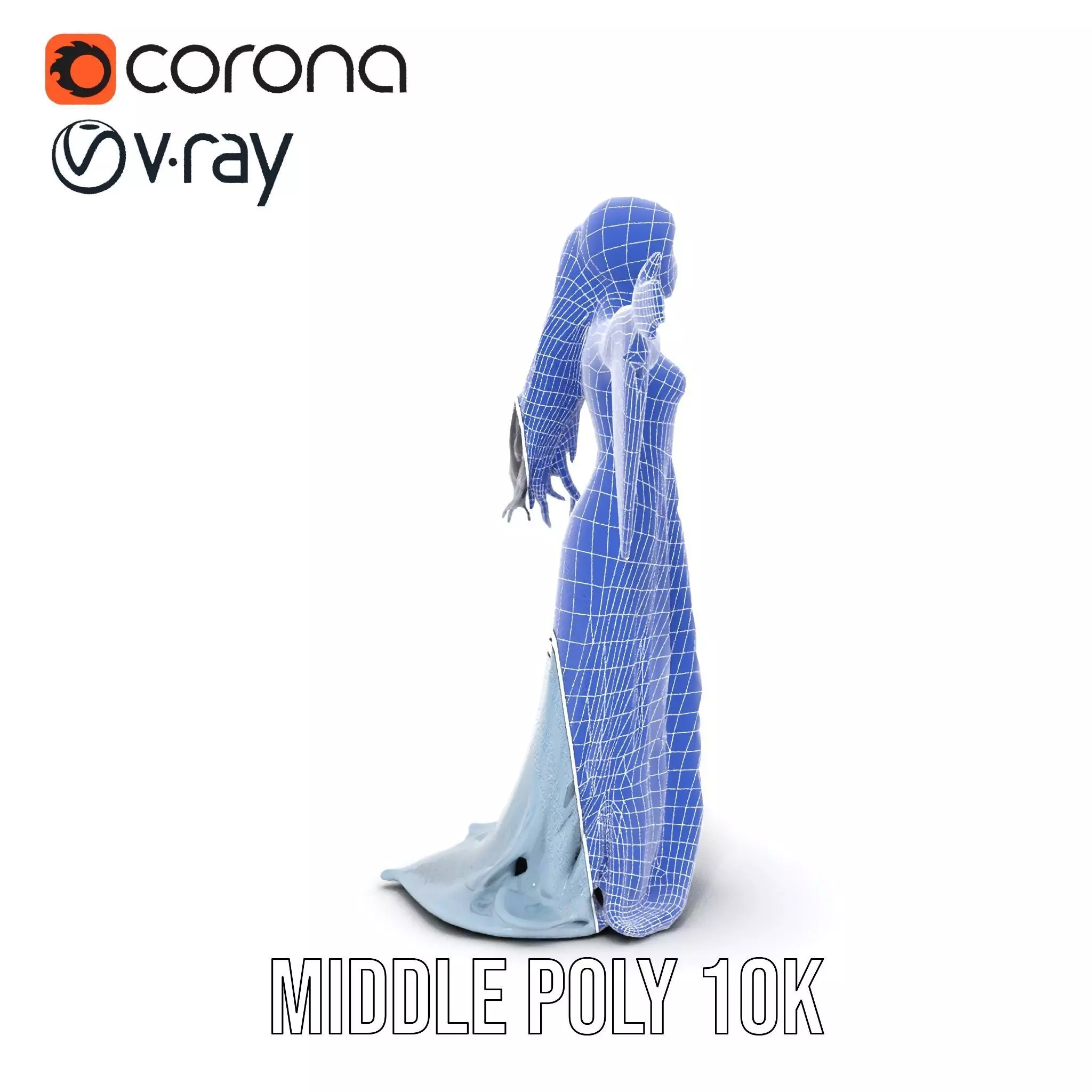 Elegant Blue Dress model pack Low-poly 3D model_30