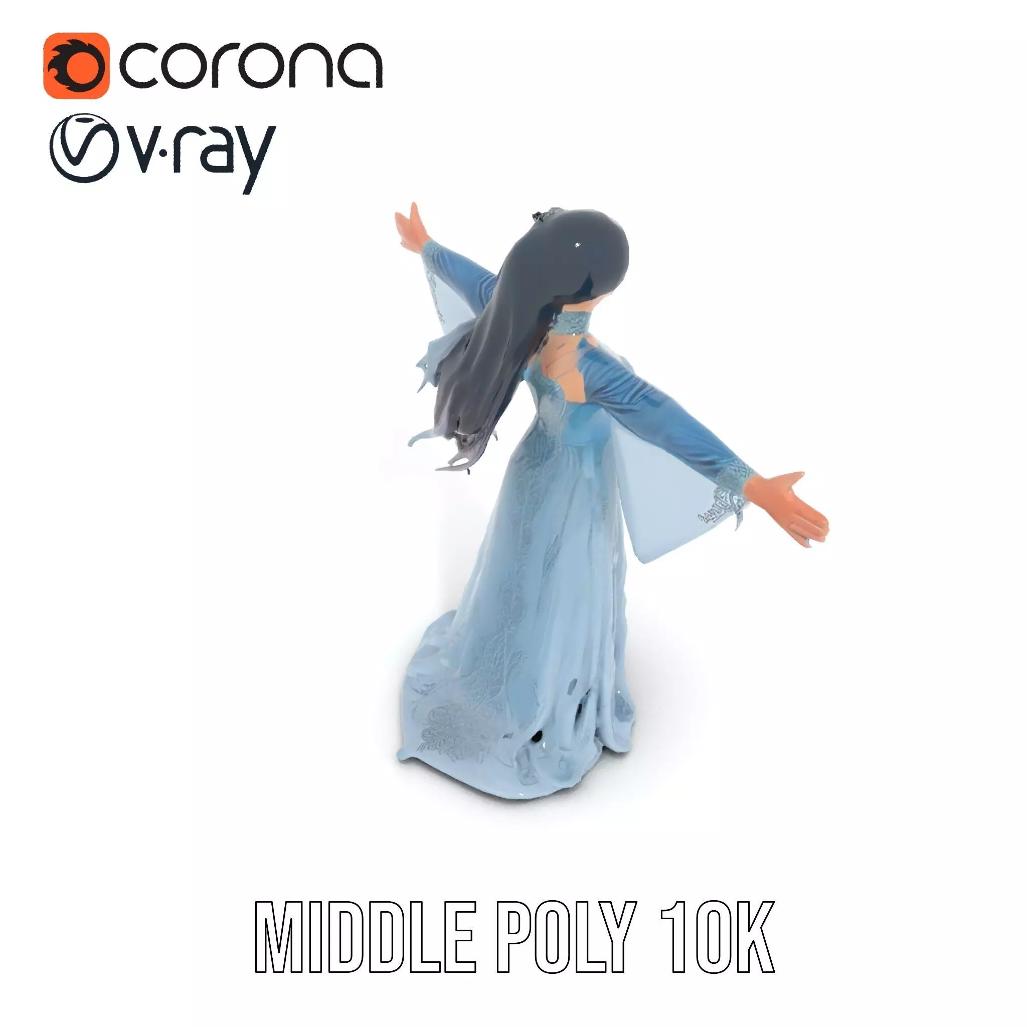 Elegant Blue Dress model pack Low-poly 3D model_27