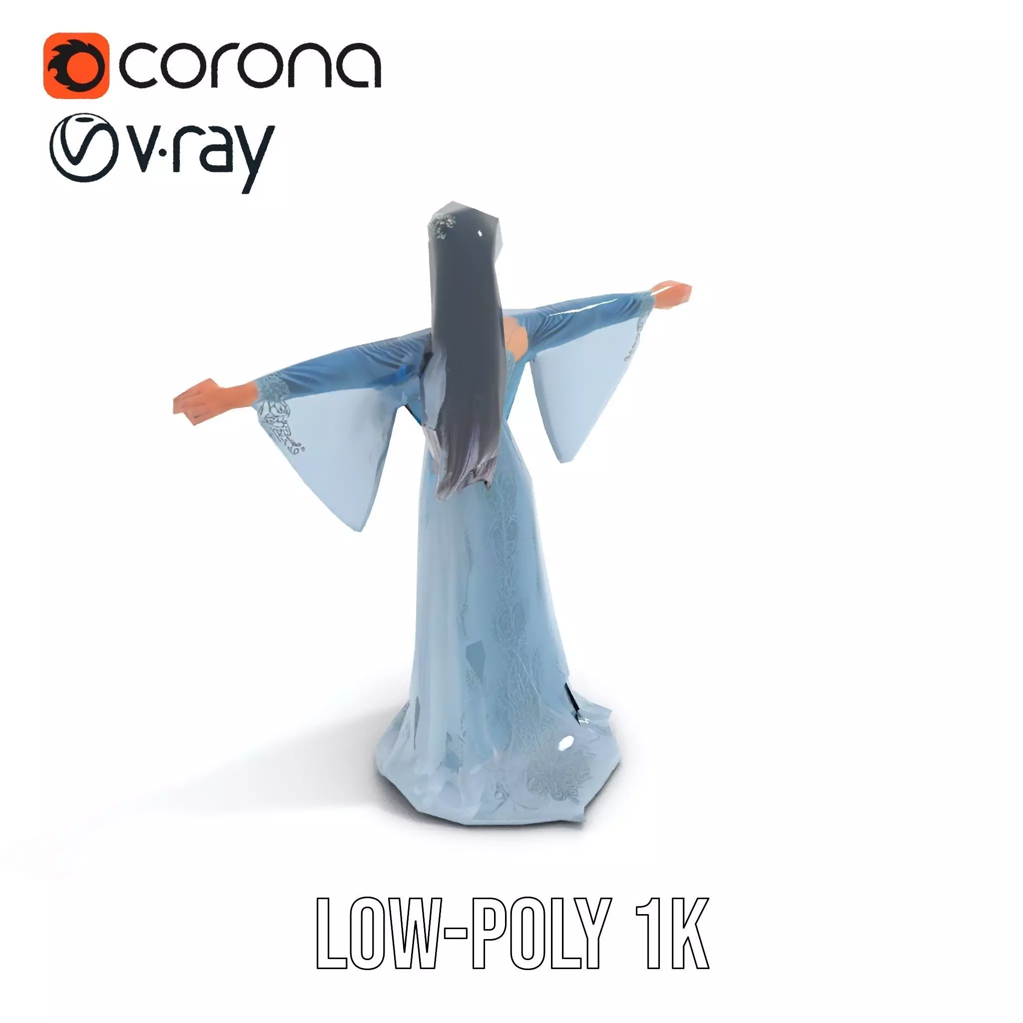 Elegant Blue Dress model pack Low-poly 3D model_10