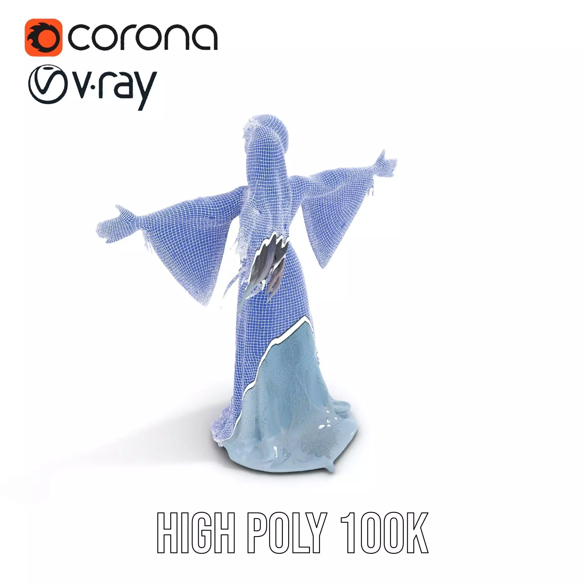 Elegant Blue Dress model pack Low-poly 3D model_21