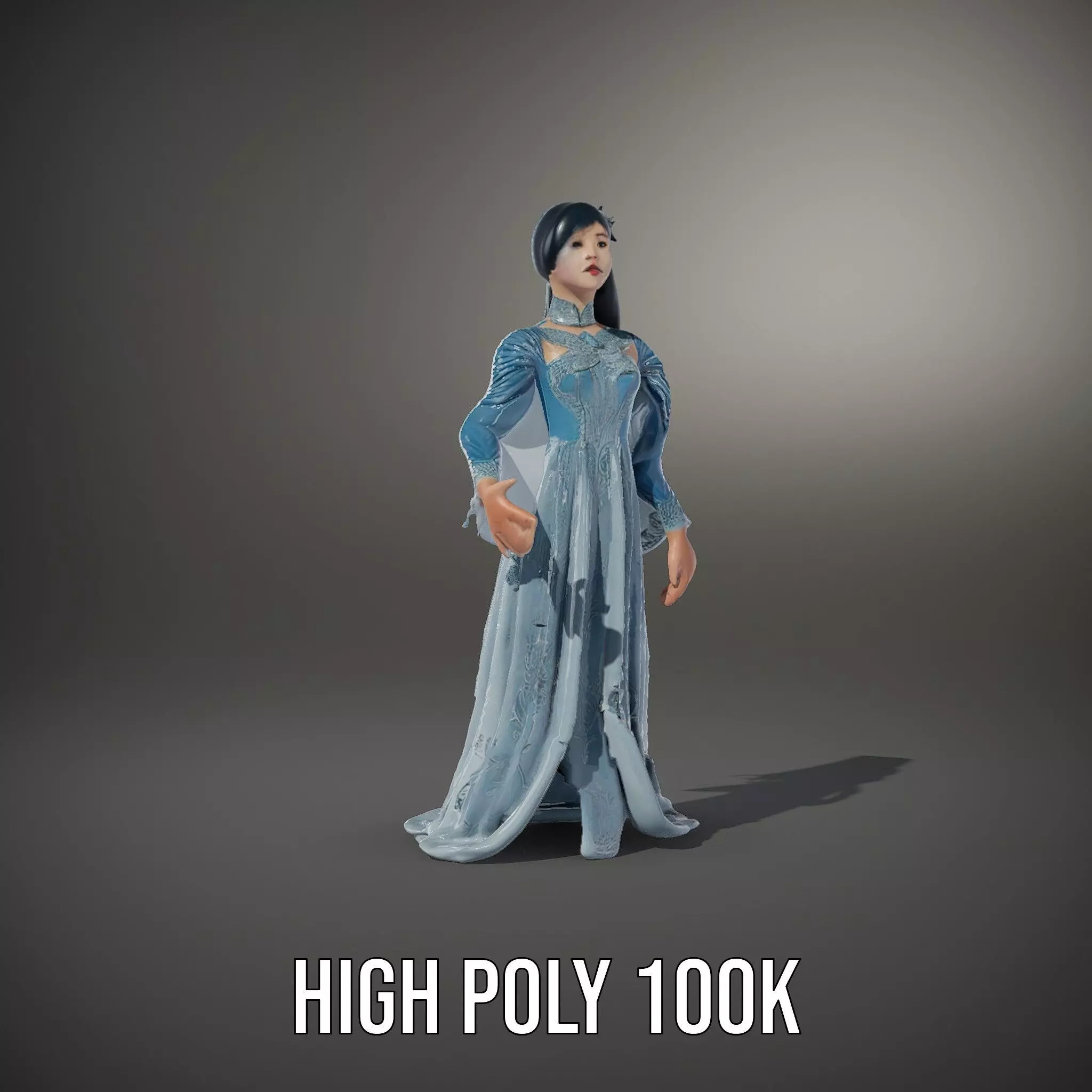 Elegant Blue Dress model pack Low-poly 3D model_9