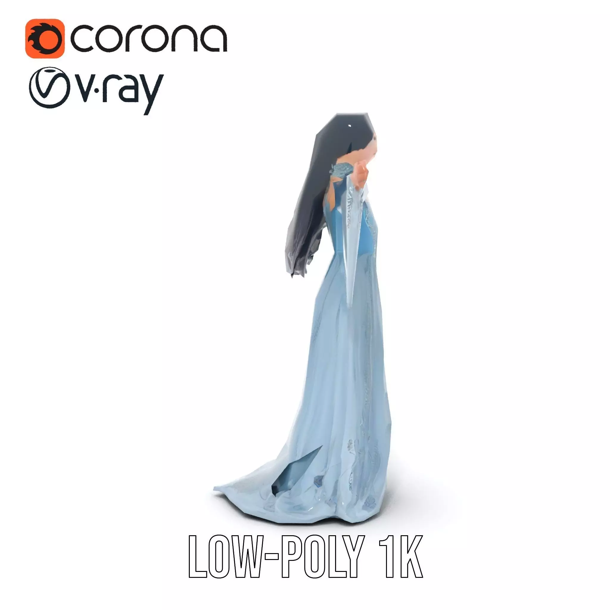 Elegant Blue Dress model pack Low-poly 3D model_26