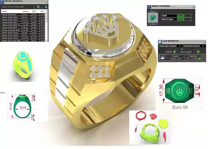 jewelry men stl 3dm diamond ring model ror0057