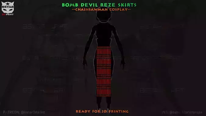 Bomb Devil Reze Skirts - Chainsawman Anime Cosplay 3D print model