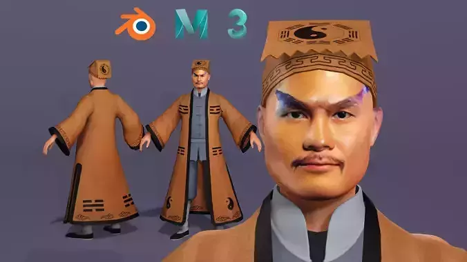 Realistic Taoist Exorcist Character Zombie Hunter Hong Kong Low-poly 3D model