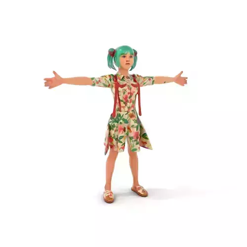 Floral Dress Character model pack Low-poly 3D model