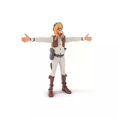 Aviator Girl Pilot model pack Low-poly 3D model