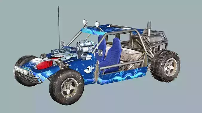 Post-Apocalypse Buggy Car H With Gunholder 3D Model