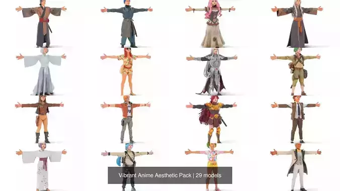Vibrant Anime Aesthetic Pack 3D Model Collection
