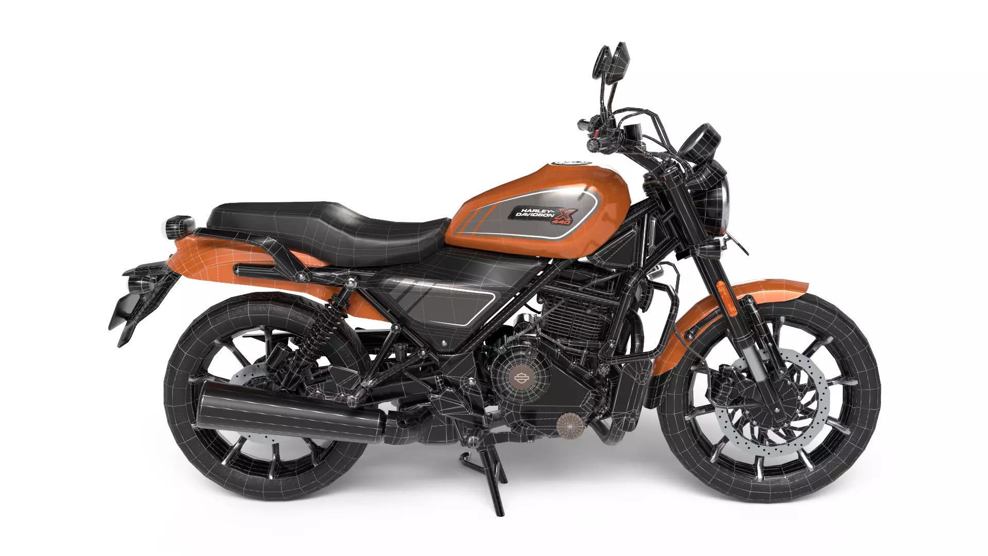Harley Davidson X440 - Baja Orange - Game Ready 3D Model Low-poly 3D model_11