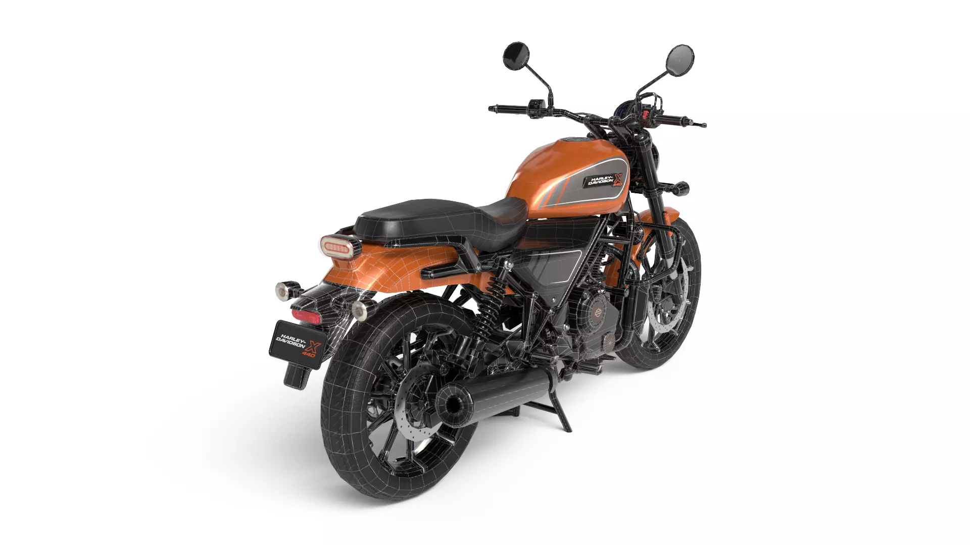 Harley Davidson X440 - Baja Orange - Game Ready 3D Model Low-poly 3D model_9