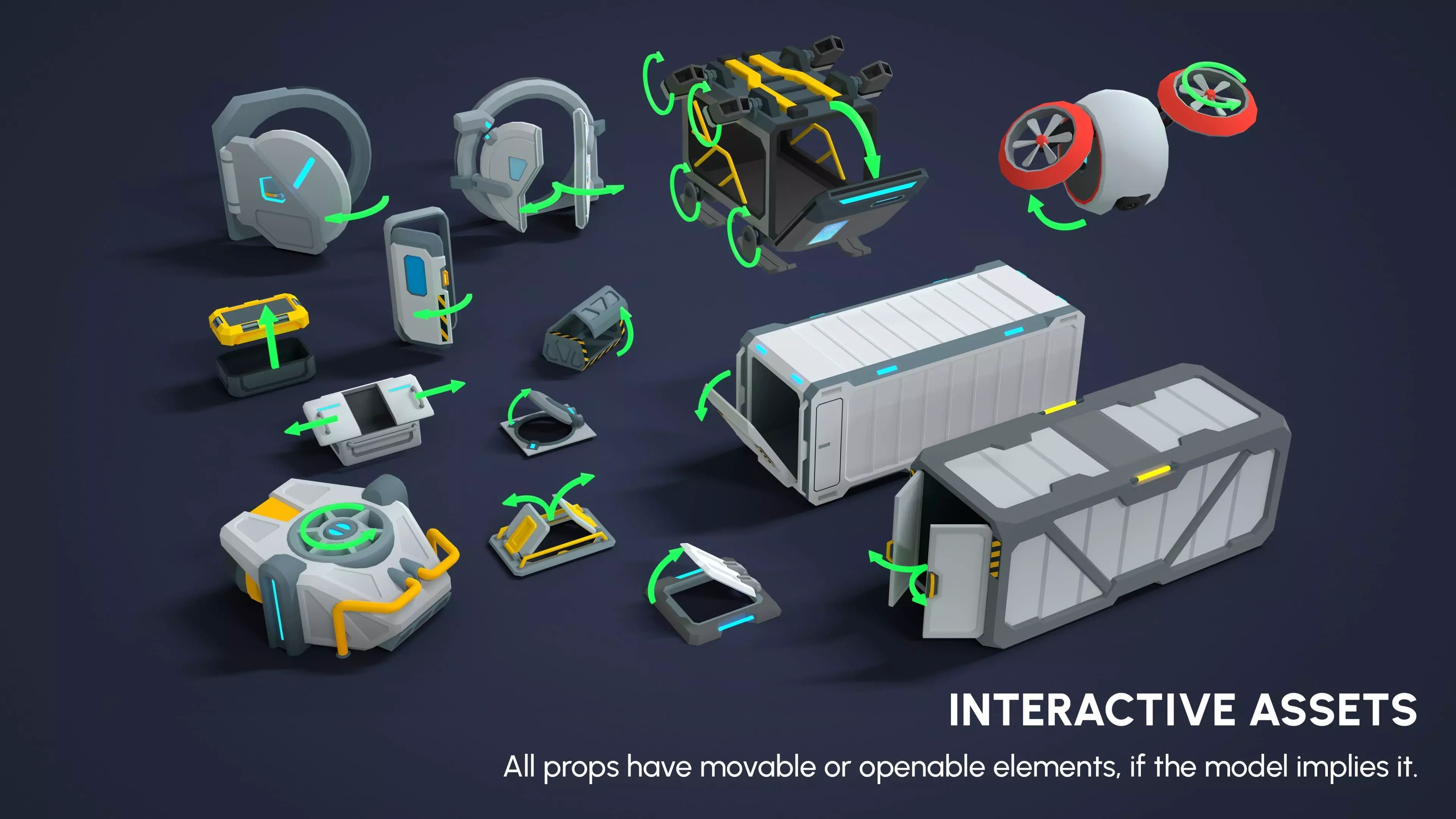 Sci-Fi Props Low-poly 3D model_10