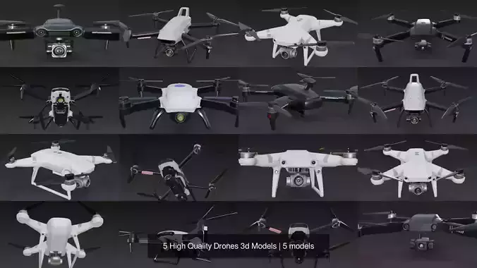5 High Quality Drones 3d Models 3D Model Collection