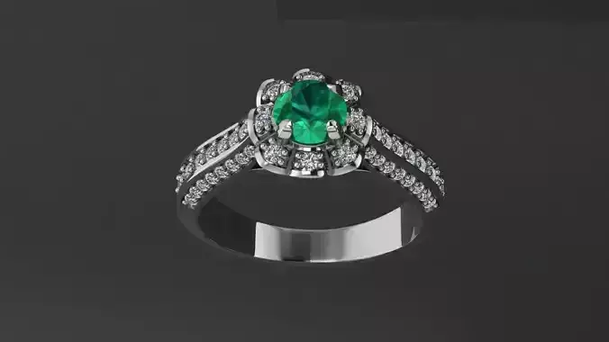 Wedding ring with a round stone